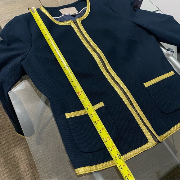Banana Republic Blazer with Gold Trim Size 12 Blue - Picture 6 of 10
